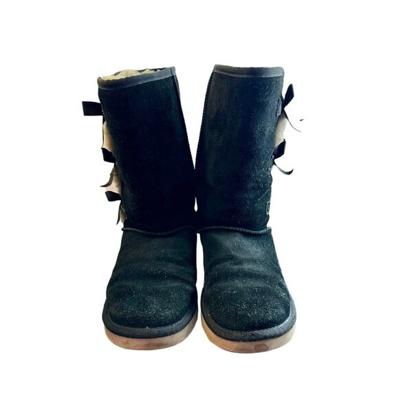 Koolaburra by Ugg Victoria Tall Boots Suede Black 1015875 Bows women’s 9 - Picture 2 of 5